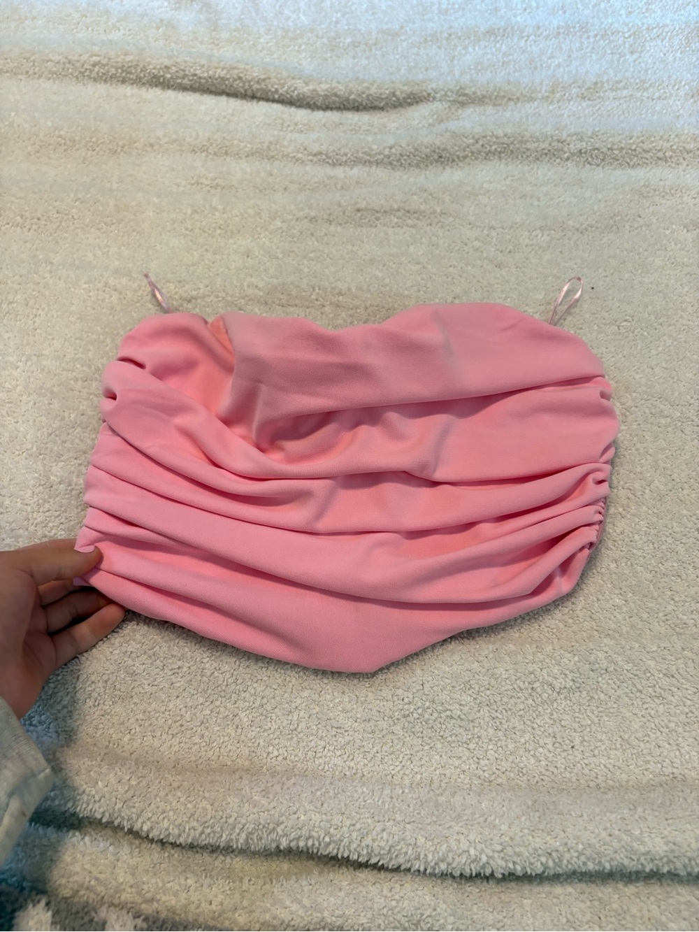 Zara Pink Ruched Strapless Crop Top